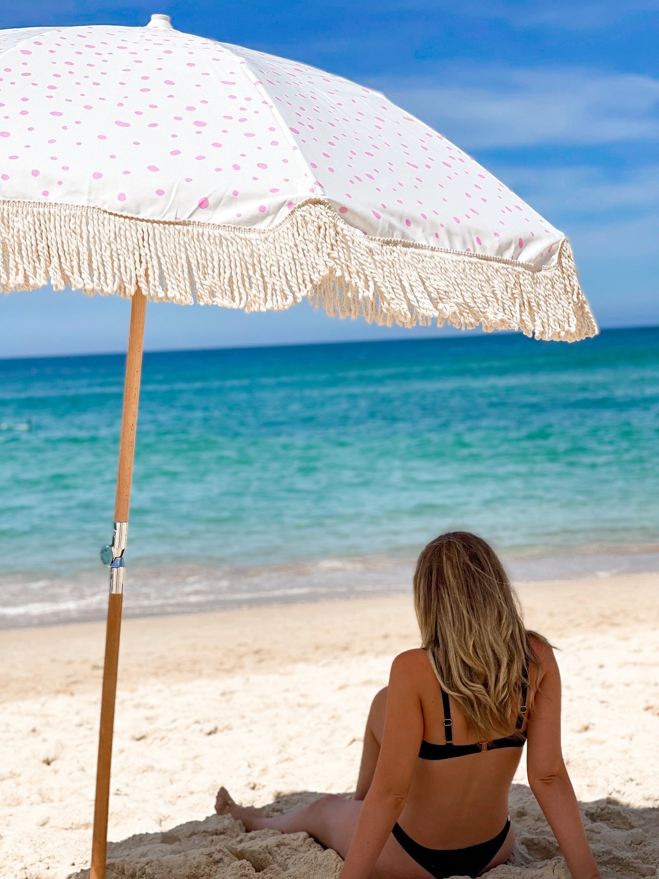 PARASOL DE PLAGE DELUXE ROSE MOUCHETÉ