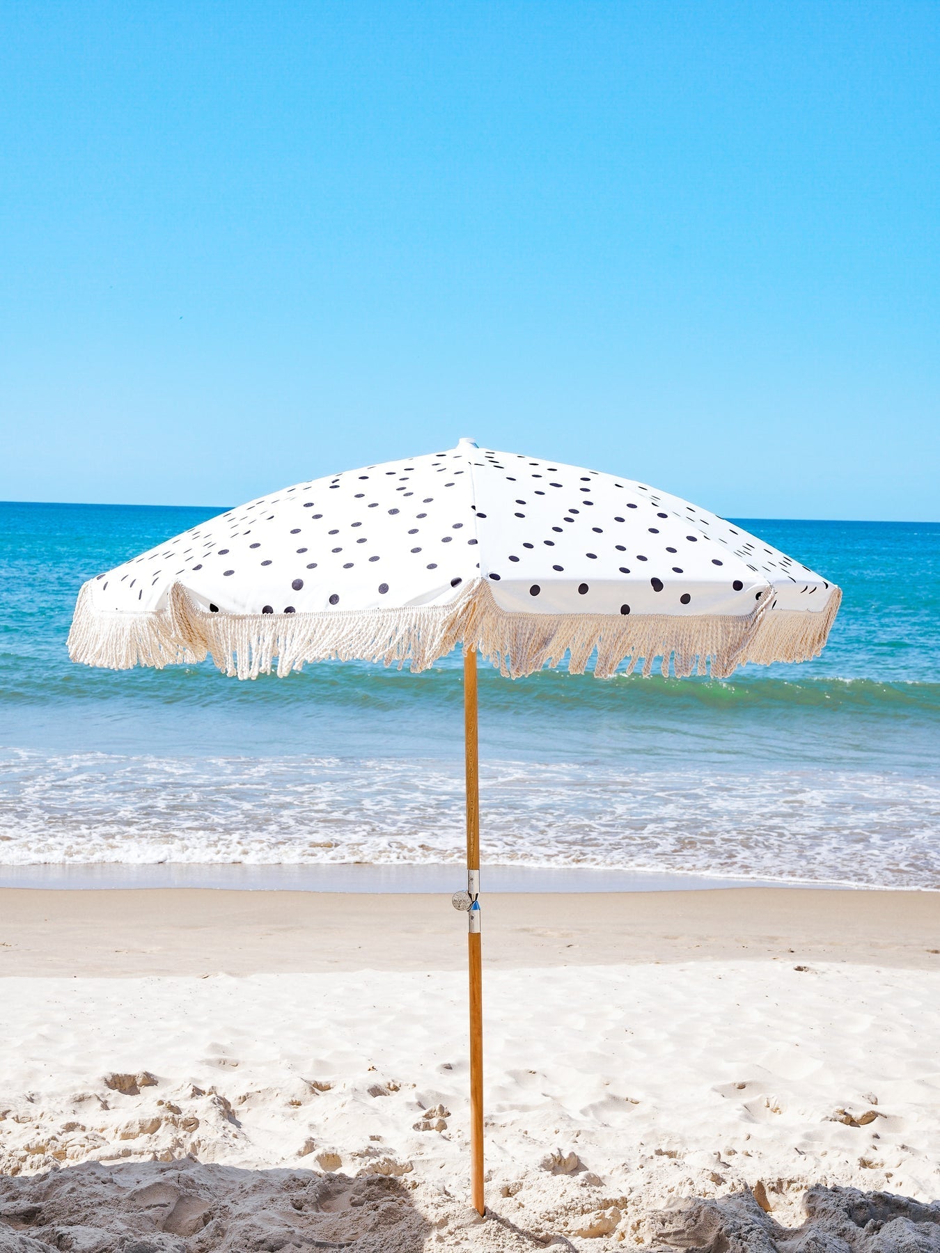 PARASOL DE PLAGE DELUXE MOUCHETÉ BLANC